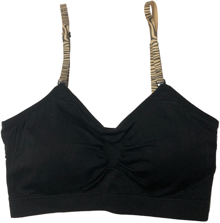 Nude Zebra Elastic Straps on a Scoopneck Seamless Bra